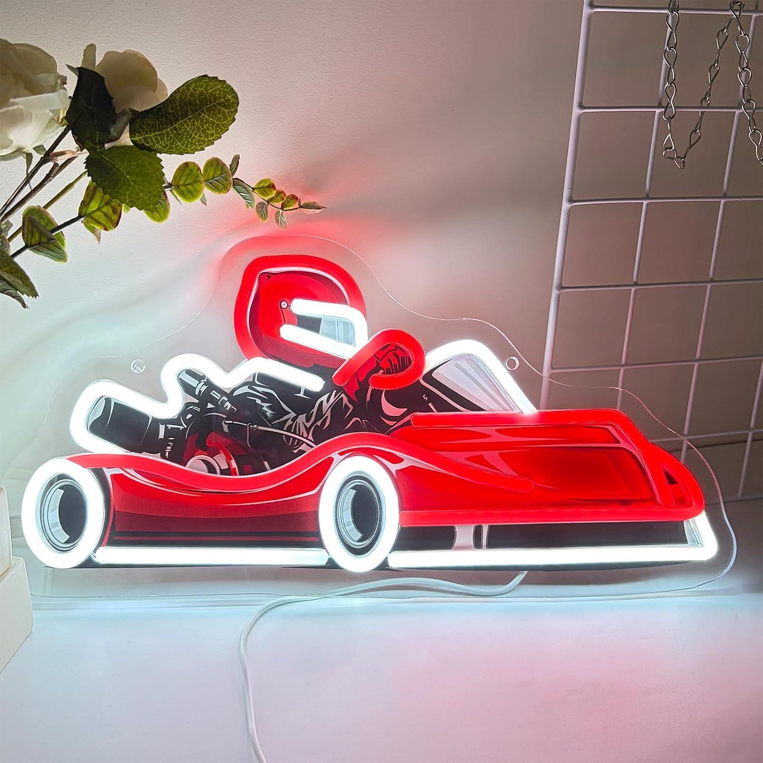 Decor Kart Lighting - Letreiro Neon Go Kart Racer com