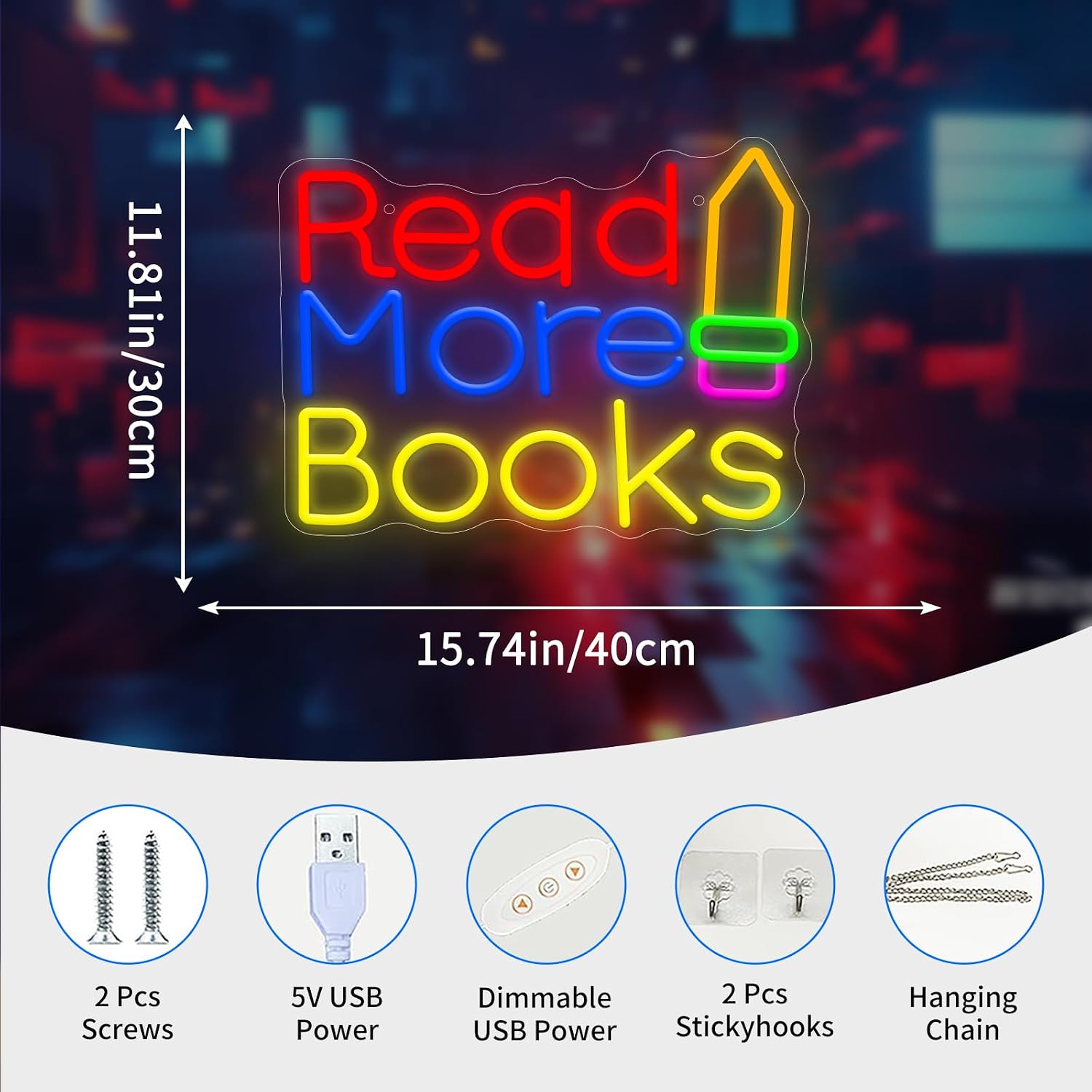 Leia Mais Livros - Placa de Ne - Lighting Decor And More avaliação e preço