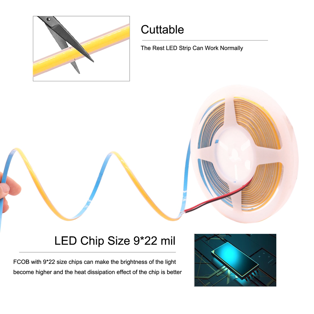 5mm cob tira conduzida 384leds - Lighting Decor And More avaliação e preço