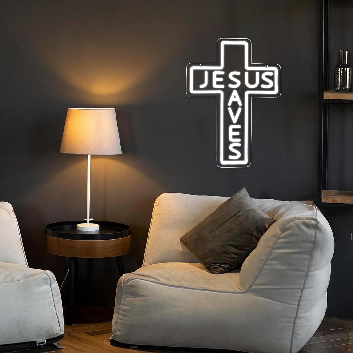 Letreiros Neon Jesus Salva Cru - Lighting Decor Living Room avaliação e preço